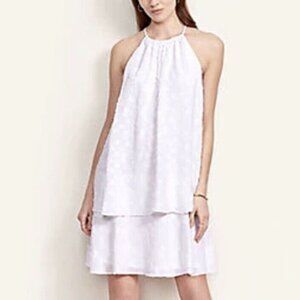 Ann Taylor White Floral Clip Halter Neck Shift Dress 4 Petite NWT